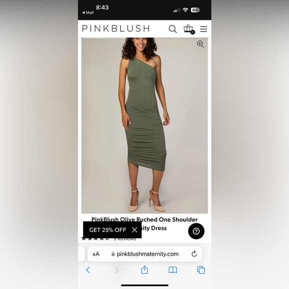 PinkBlush Olive One Shoulder Maternity Dress - Picture 1 of 4